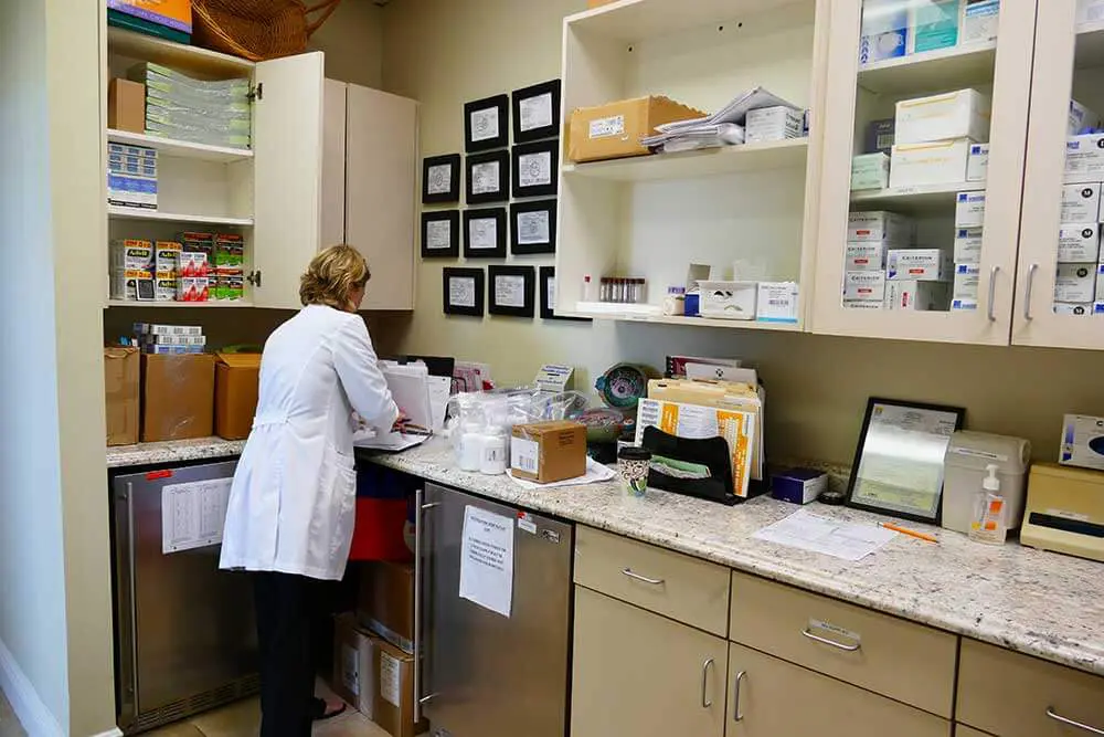 doctor looking at paperwork