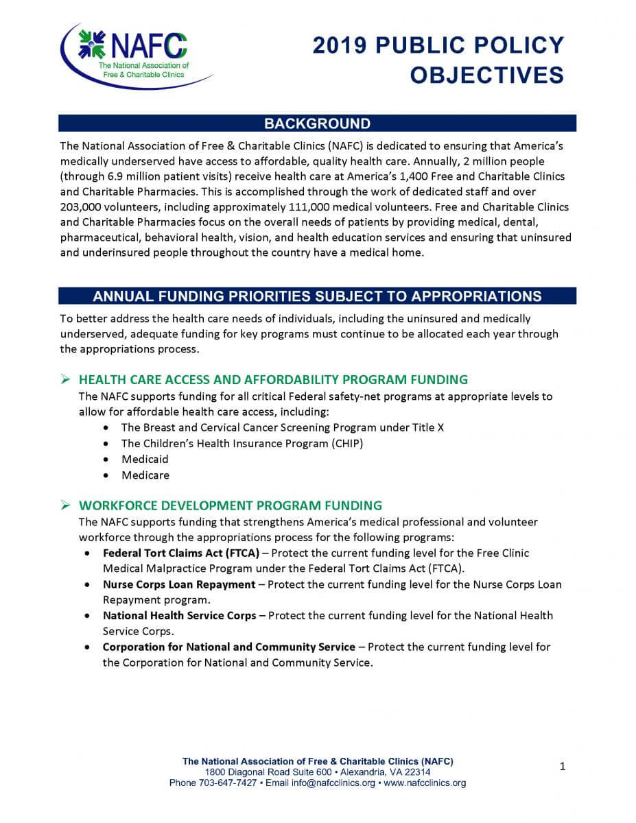 NAFC 2019 Federal Policy Objectives