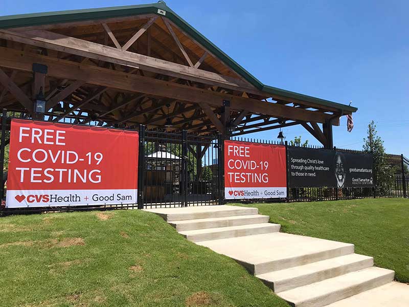 free covid19 testing location signs